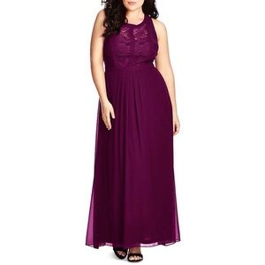 Women's Purple Mulberry Paneled Bodice Maxi Dress (18)